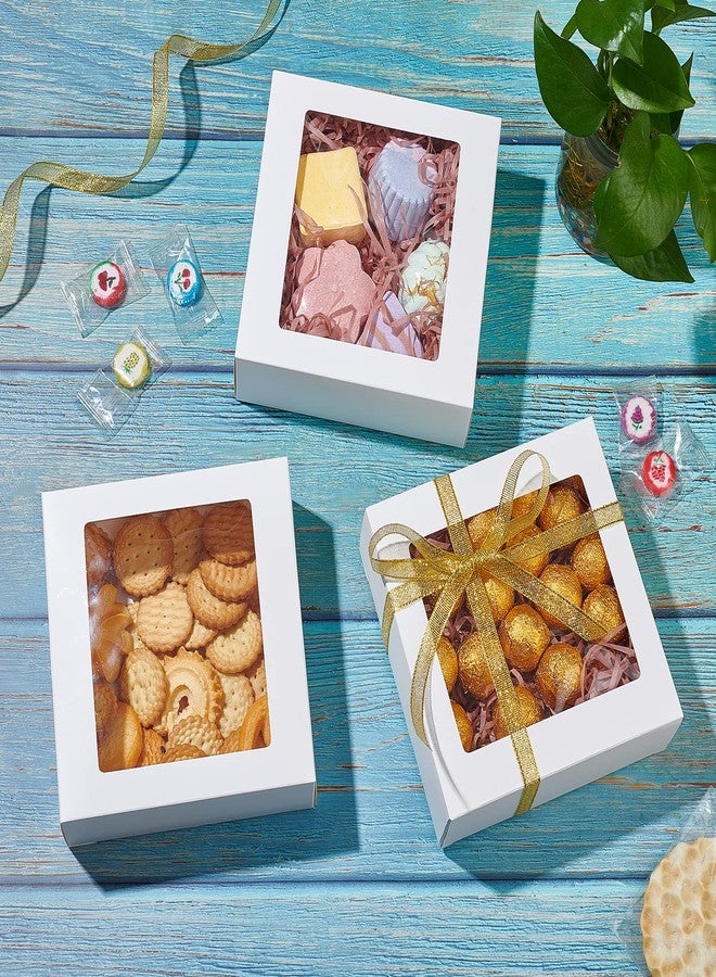 BENECREAT 16Packs 5.5x5.5x2inch Clear PVC Square Window Gift Boxes, White Kraft Paper Present Boxes for Wedding Favor, Festival Gift Packaging, Chocolates, Cookies Small Crafts - Image 5